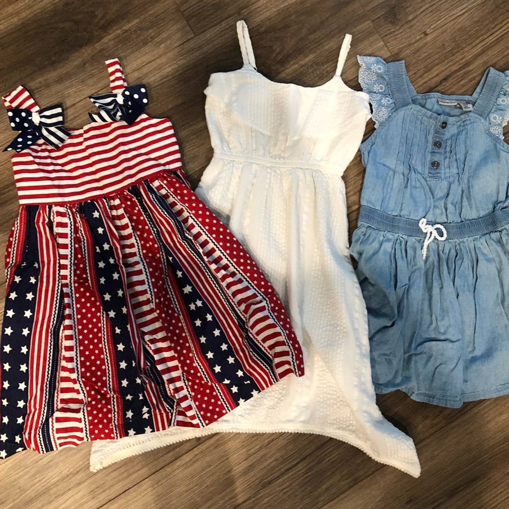 Bundle 3T dresses - red, white and blue